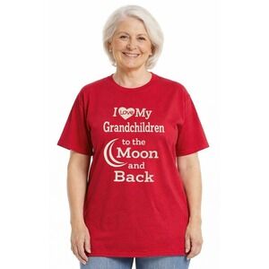 I Love My Grandchildren To The Moon & Back Graphic‎ Tee Shirt Red Womens XL EUC